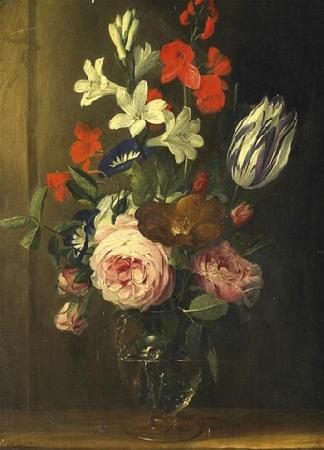 Jan van den Hecke Flower still life in a glass vase